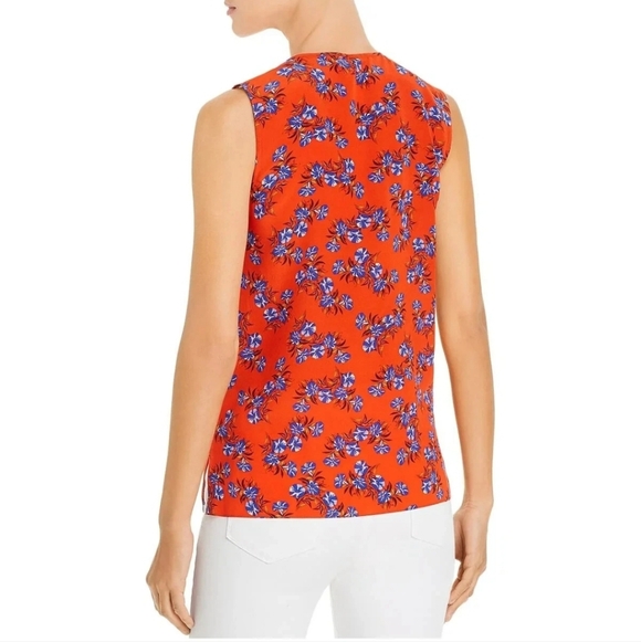Kobi Halperin Orange Floral Sleeveless Silk Blouse, Women's Large - Picture 2 of 6